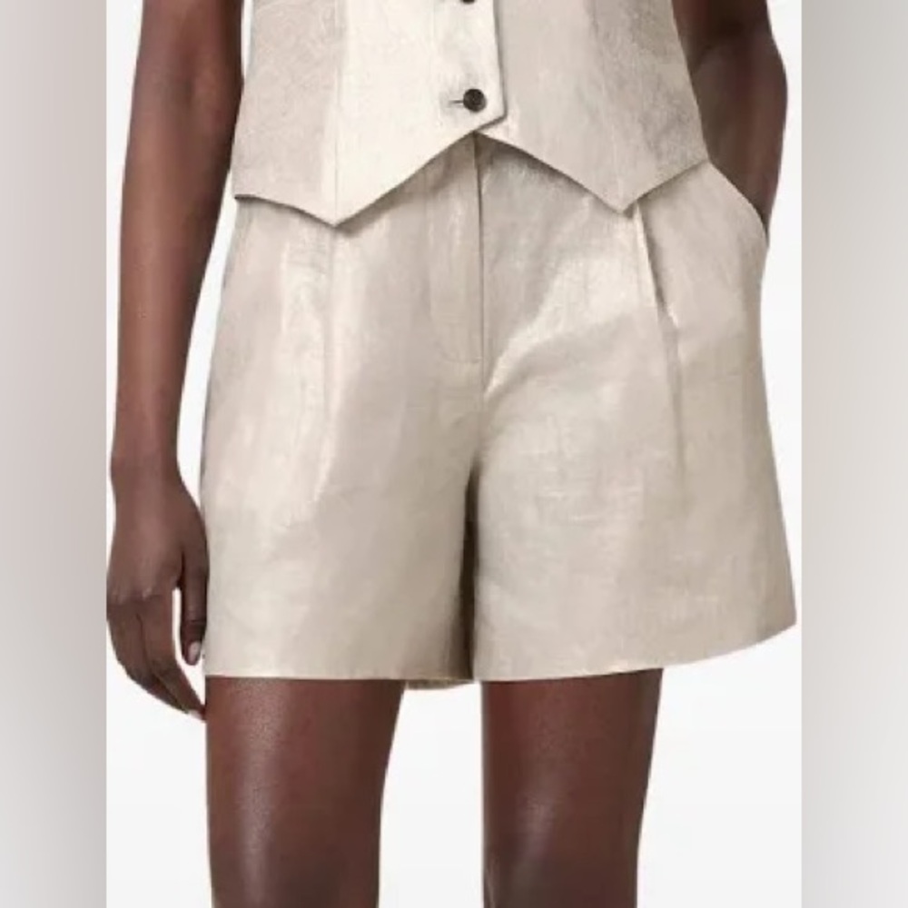 NWT All Saints Averie short in silver flax linen size 12